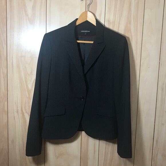 Express Design Studio Vintage Black Pinstriped Collared Jacket 6 - Picture 1 of 9